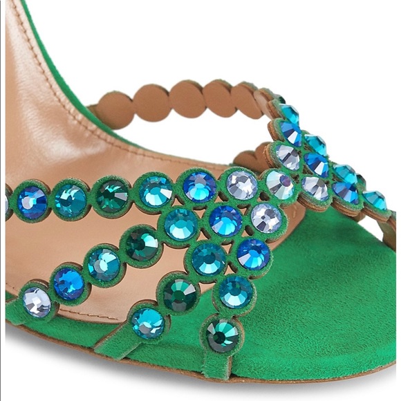 Aquazurra Tequila Embellished Suede Sandals - Picture 6 of 10